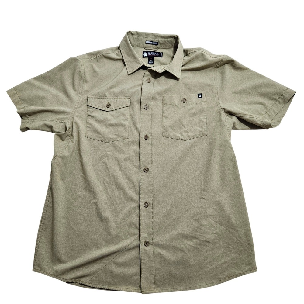 Alaskan Hardgear Duluth Button Down Shirt Mens L Olive Untucked Short Sleeve *‎